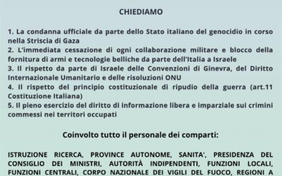 20 GIUGNO: SCIOPERO GENERALE DI TUTTE LE CATEGORIE CONTRO LA GUERRA A GAZA