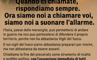 24 OTTOBRE: MANIFESTAZIONE NAZIONALE VVF PER CHIEDERE RECLUTAMENTO DI NUOVO PERSONALE